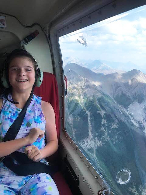 Aubrey on a helicopter ride
