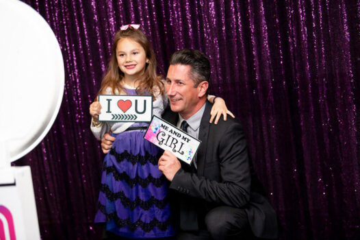 Little girl and her da dressed up for the Little Sweethearts Ball