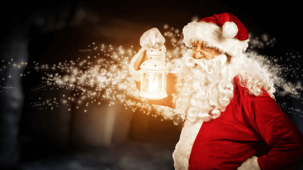 Santa holding a lantern